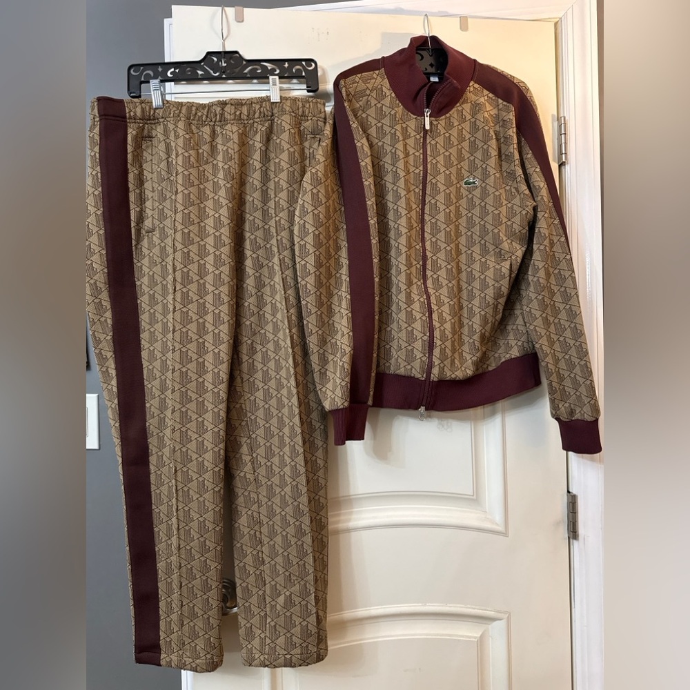 Lacoste Monogram Paris Zip-Up Tracksuit Size L (USED, EXCELLENT CONDITION)